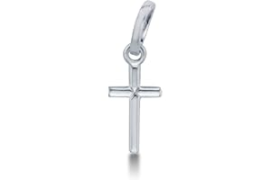 SONIA JEWELS Solid 14K Yellow OR White Gold Traditional Classic Small Tiny Cross Pendant Charm (Height = 1/2", Width = 1/4")