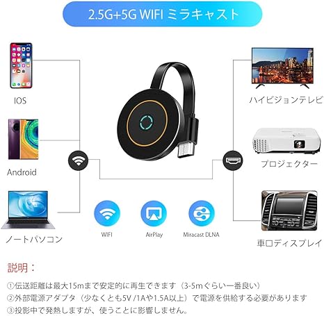 Amazon Co Jp 最新型4k 2 4g 5g Hdmiミラキャスト クロームキャスト 2160p Hd高画質 ワイヤレスディスプレイ Hdmiwifiディスプレイ Mirascreenドングルレシーバー Wifiミラーリング ストリーミングデバイス ワイヤレスドングル Tvプロジェクタios Android Windows