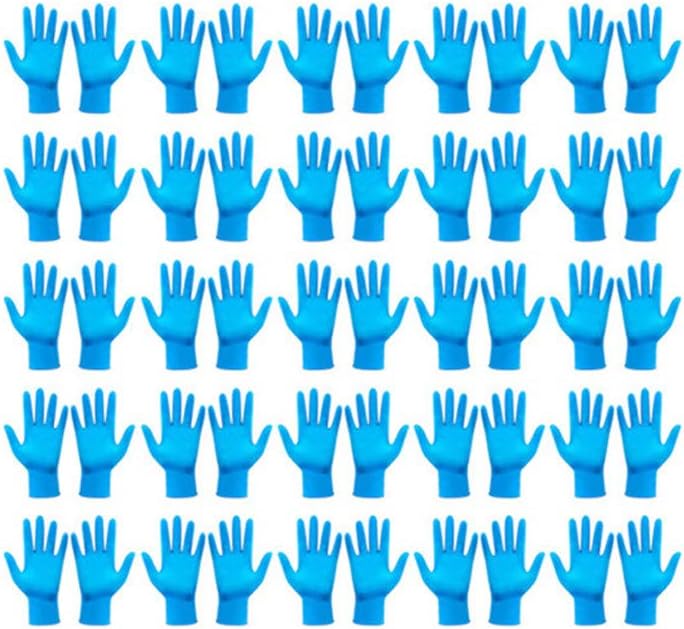 SHUBHU 50 Pcs Rubber Disposable Gloves, Latex Free Powder Free, Non-Sterile, Food Grade Gloves, Comfortable Industrial Mechanic Exam Gloves (XL)