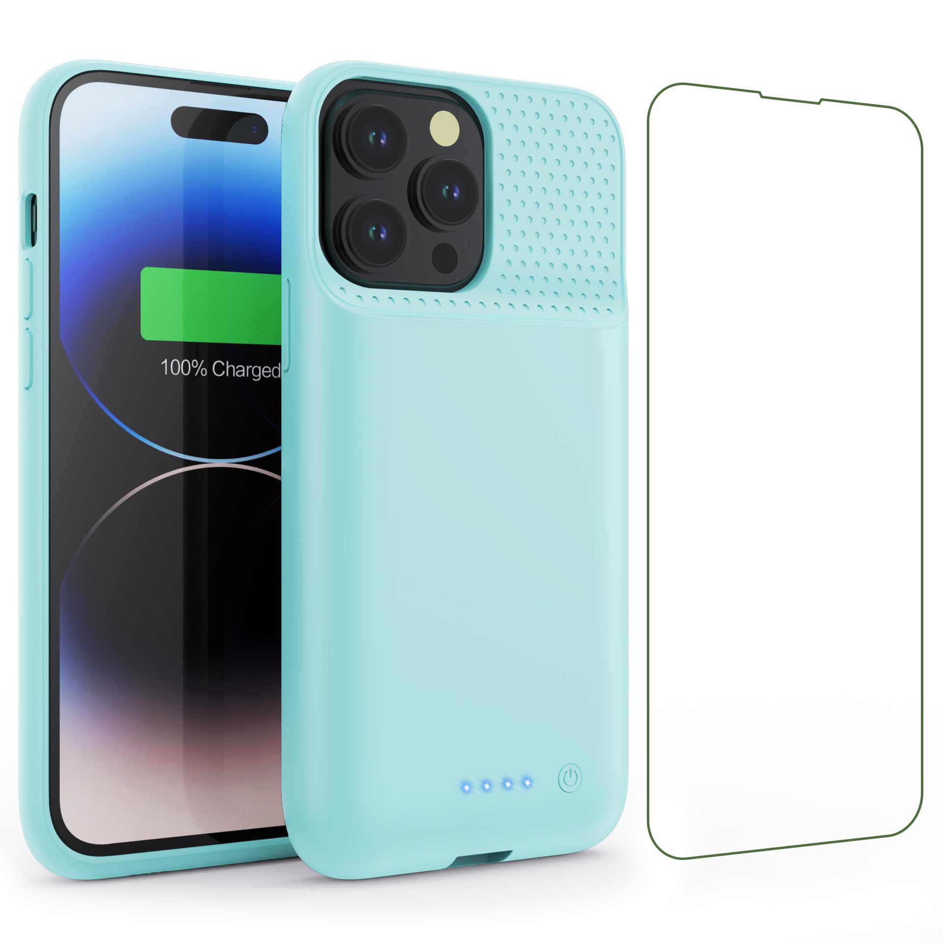Photo 1 of Battery Case for iPhone 14Plus/14Pro Max/13Pro Max, Powerful 8600mAh Portable Protective Charging Case,Rechargeable Extended Battery Charger Case for iPhone 13Pro Max/14Plus/14Pro Max(6.7 Inch),Green