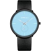 FIZILI Mens Watches Ultra-Thin Minimalist Waterproof-Fashion Wrist Watch for Men Unisex Dress with Leather Band