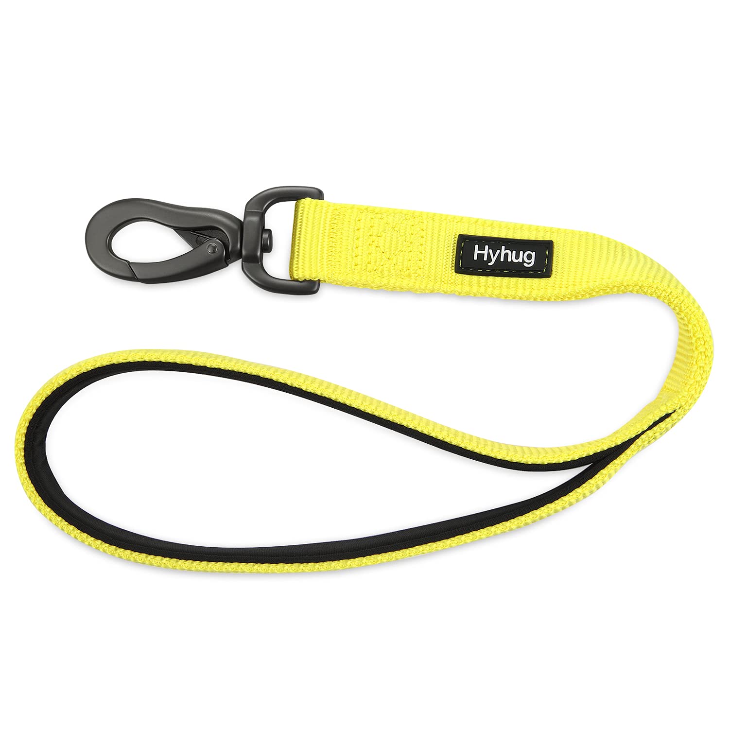 Premium Upgraded Traffic Durable Nylon 18 Inch Short Lead with Soft Padded Neoprene Lined Handle for Medium Large Dogs -Walking, Professional Training, Daily Use Lead. (18 Inch, Illuminating Yellow)