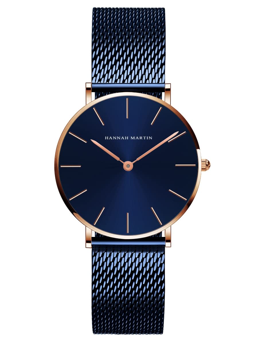 Hannah Martin Ultra Thin Stainless Steel Mesh Band Waterproof Quartz Women's Wrist Watch