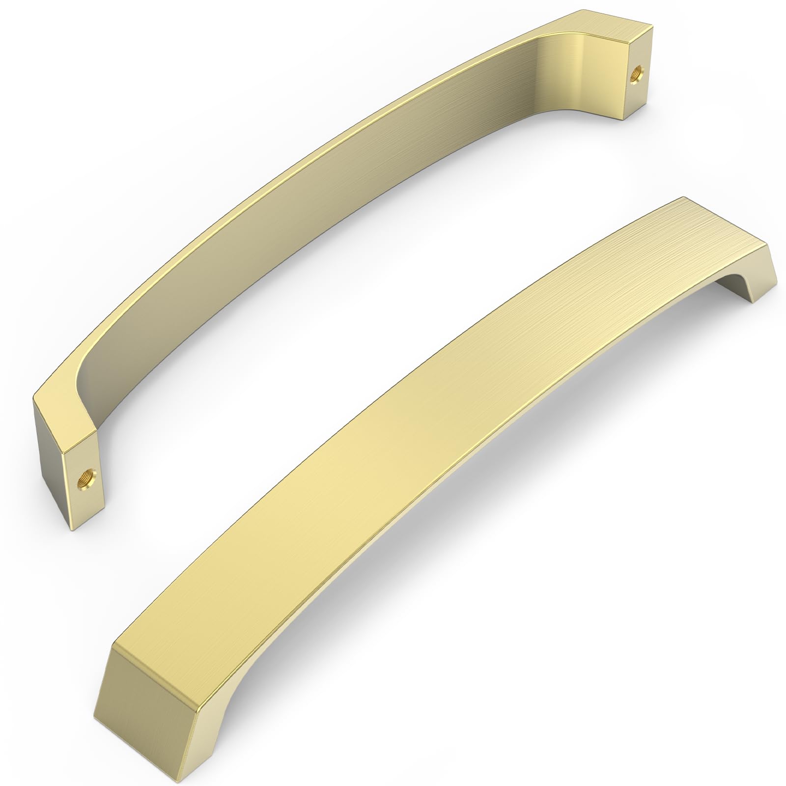 FURNIWARE Pack of 10 Brass Cabinet Handles, Cupboard Handles Drawer Pulls 192mm(7.6 Inch) Hole Center, Hardware Modern Kitchen Cabinet Door Handles, for Kitchen and Bathroom Cabinets Cupboard
