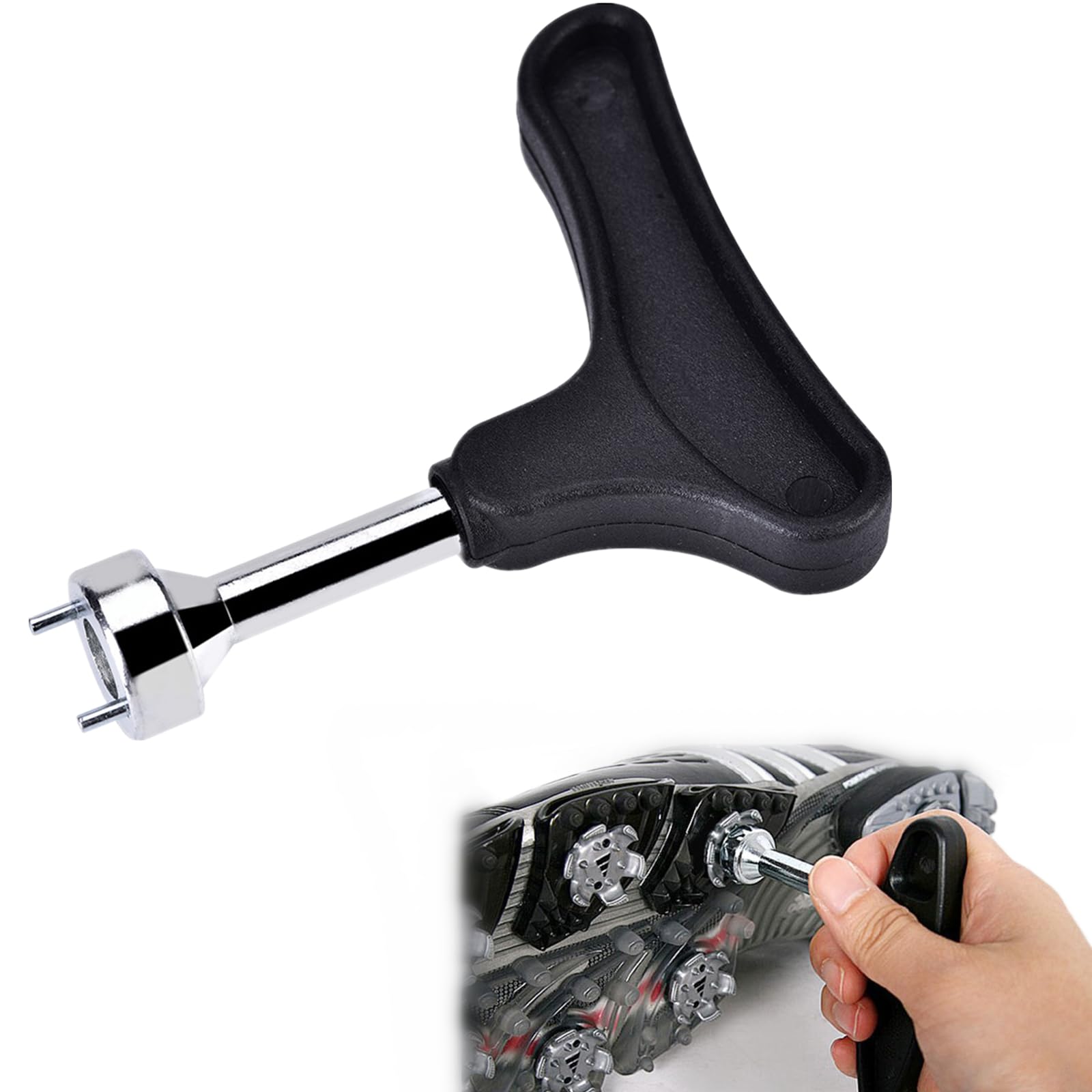 Dioche Wrench Tool, Shoe Spike Wrench, Stainless Steel Spike Ratchet Style Handle Wrench Tool, Universal Replace Adjustment Wrench Tool