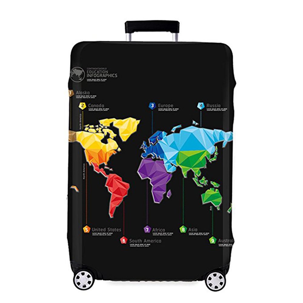 OuLi Store® Travel Luggage Cover Fit for 18-32 Inch Luggage Travel Luggage Protective Covers Suitcase Cover Elastic Dustproof Travel Accessories (S-(18-21 inch Luggage), Map)