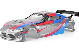 RGT HSP RC Body Shell for HSP Redcat Exceed 1/10 Scale 4wd On Road Racing Drift RC Car with Stickers and Rear Wing Grey Blue Red
