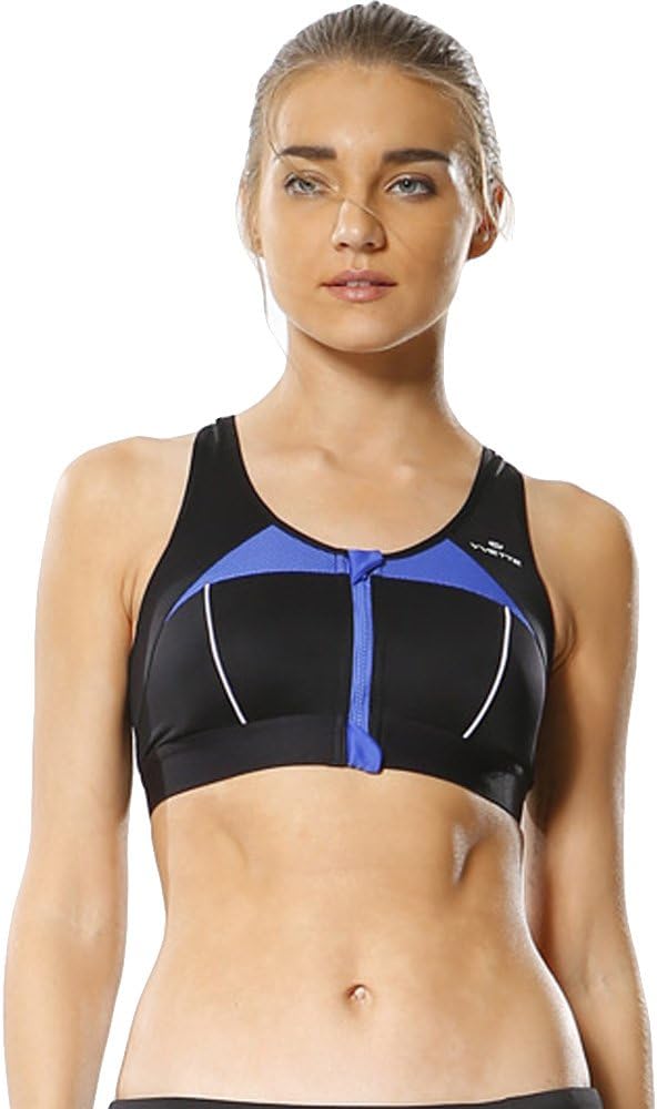 Yvette Women's Tank Top Zipper In Front Sports Bra #070149-Jogging/Padded