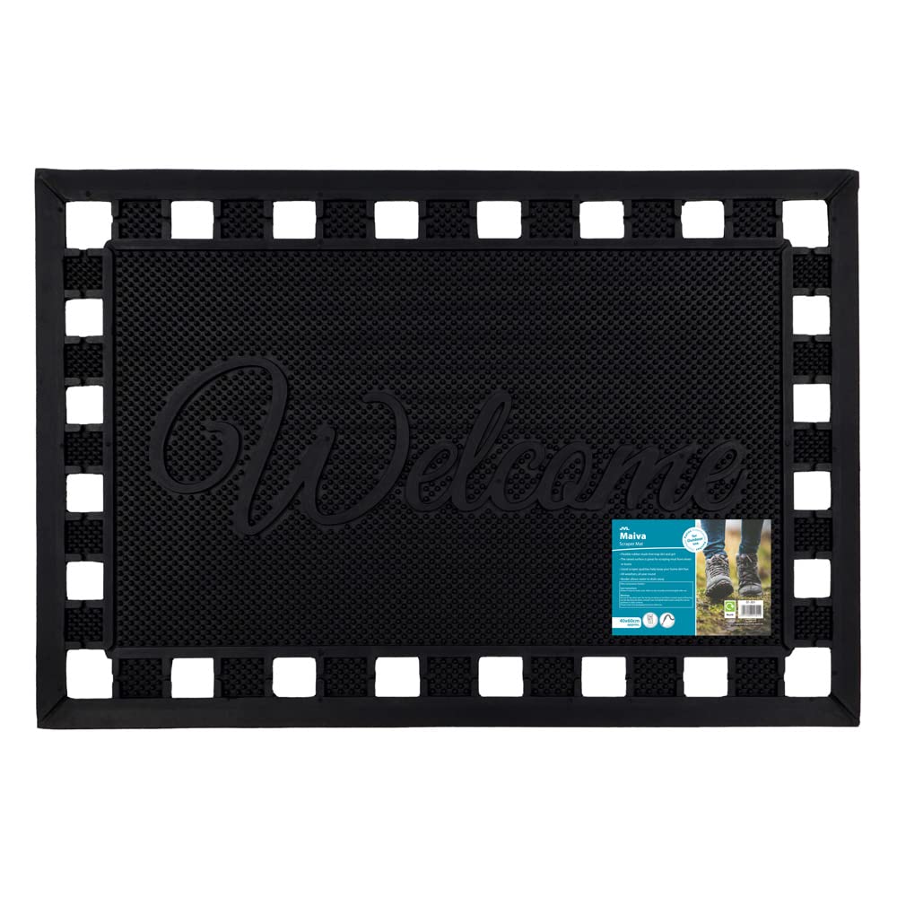 JVL Maiva Welcome Scraper Rubber Studs Doormat 40x60cm