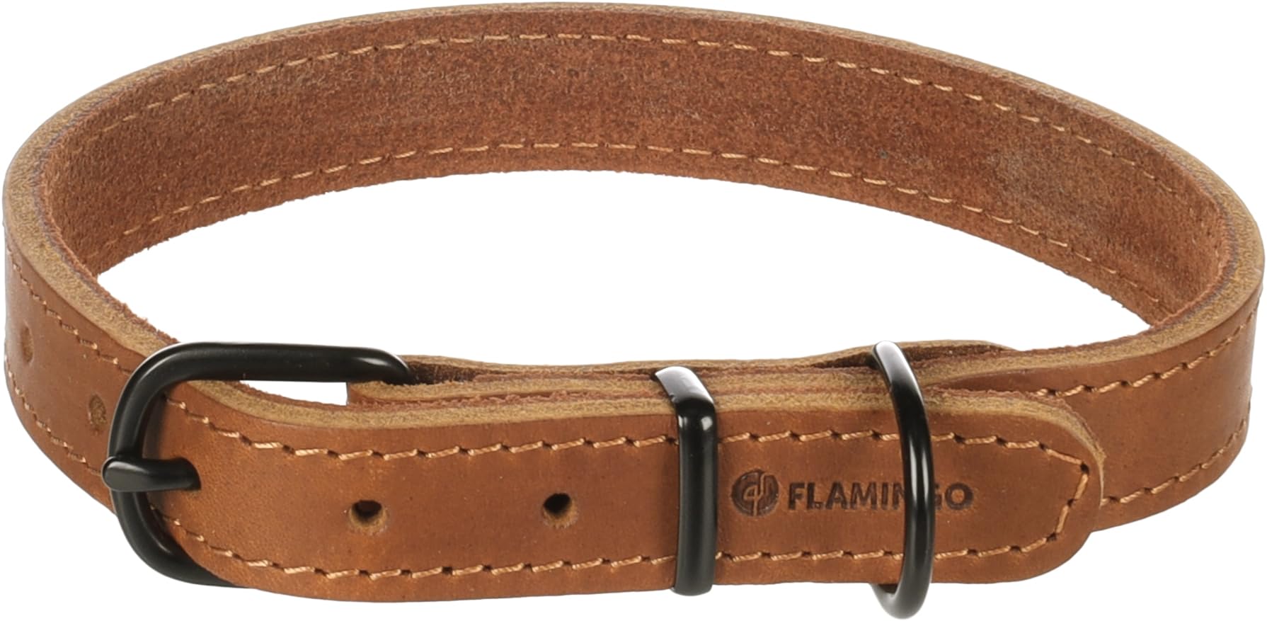 Flamingo Dog Collar Montana Cognac M 37-45cm 20mm