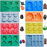 Gooj- Set Of 8 Star Wars Themed Silicone Molds, Now With Yoda and BB-8 Mold, For Desserts, Candles & Ice Cubes-Premium FDA Approved Silicone