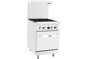 COOK RITE CookRite ATO-4B Commercial Natural Gas Range 24" 4 Burner Hotplates With Standard Oven For Restaurant - 124,000 BTU