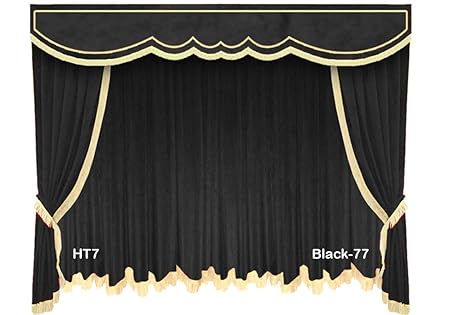 Saaria Ht7 Black Velvet Curtain Drapes 12 Ft W X 8 Ft H Home Movie