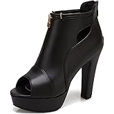 fereshte Women's Peep-Toe Sandals Stiletto High Heels Platform Summer Booties