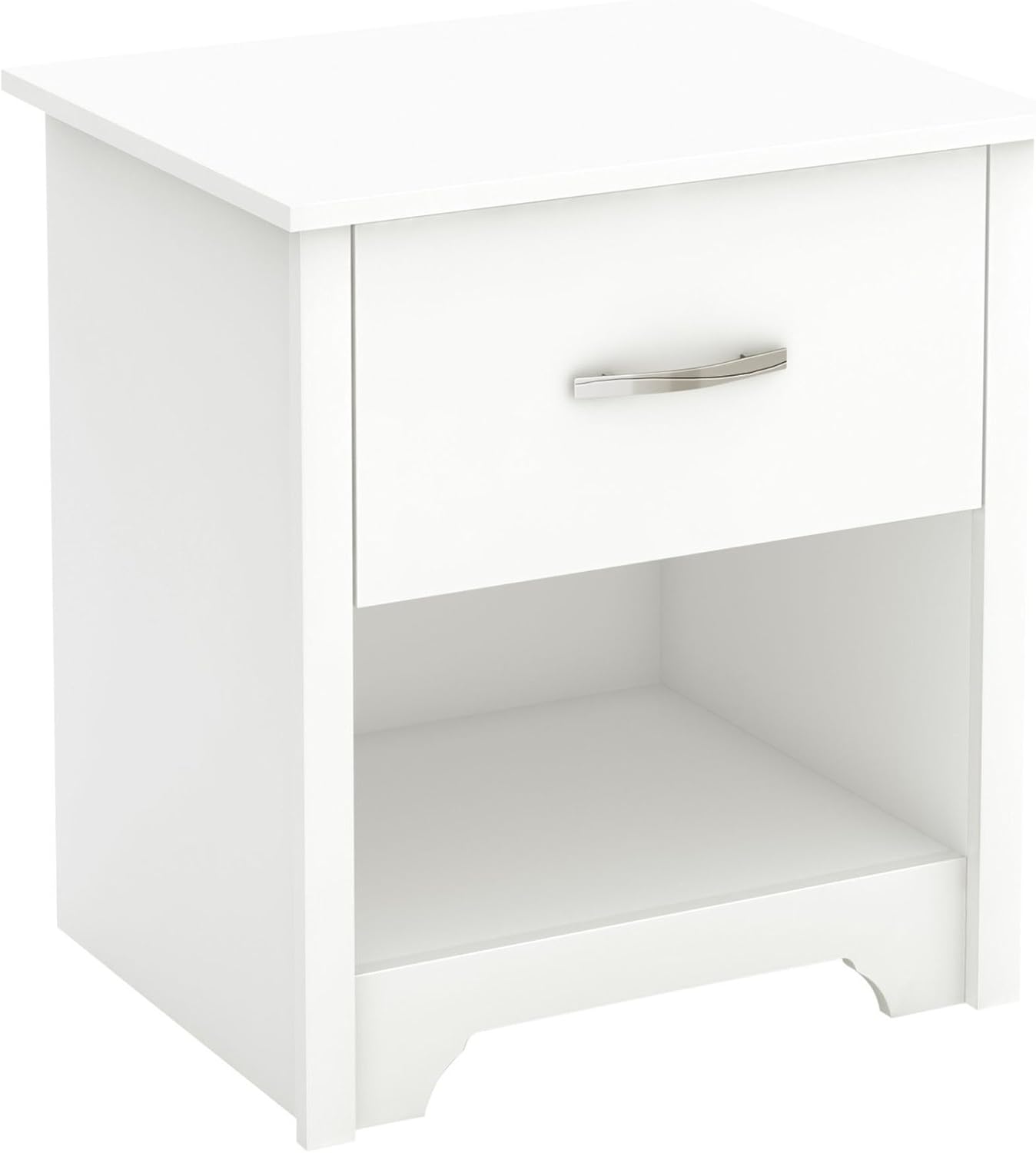 Amazon Com South Shore Furniture South Shore Fusion Nightstand Pure White With Grooved Metal Handles Furniture Decor