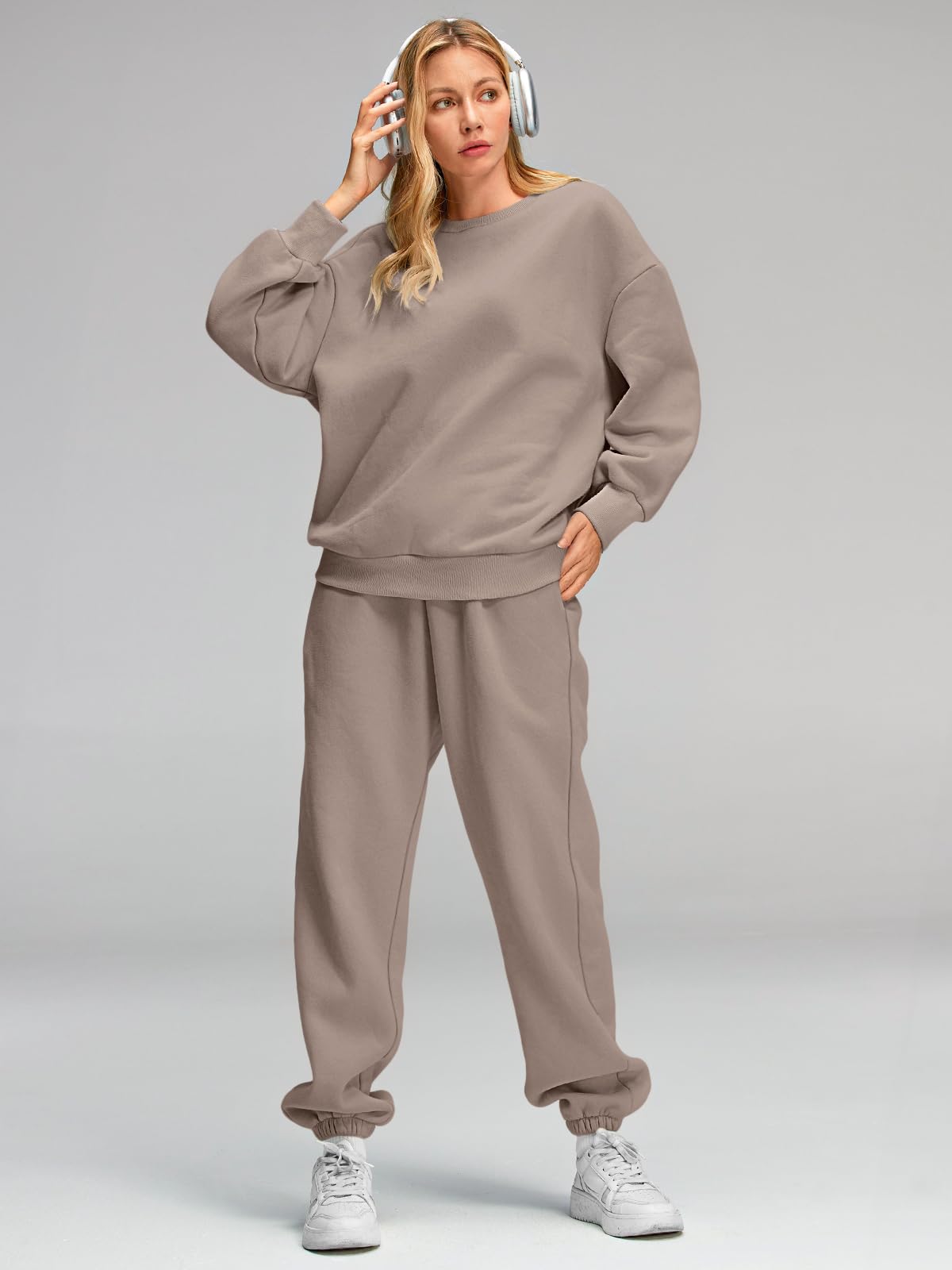 AUTOMET Sweatsuits for Women Set 2 Piece Outfits Oversized Sweatshirt Fall Outfits 2025 Lounge Sets Pullover Casual Trendy Y2k Clothing Sweatpants with Pockets CoffeeGrey L - Image 2