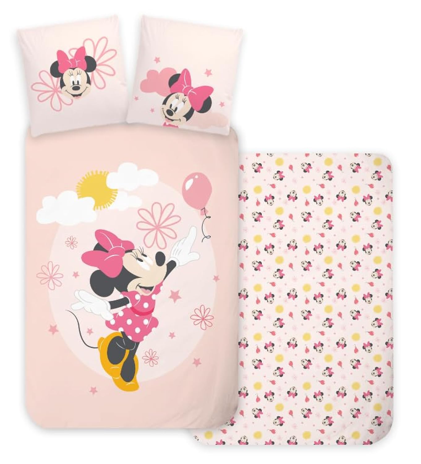 Disney Minnie Baby Bedding Set, 100% Cotton, Duvet Cover 100 x 135 cm + Pillowcase 40 x 60 cm