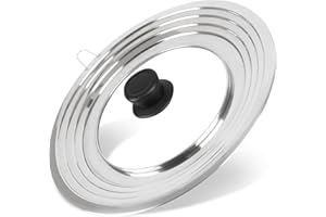 Universal Lid for Pots and Pans Skillets, Stainless Steel Pan Cover with Tempered Glass Top Fits 8.2, 9, 10, 11 and 12 Inch C