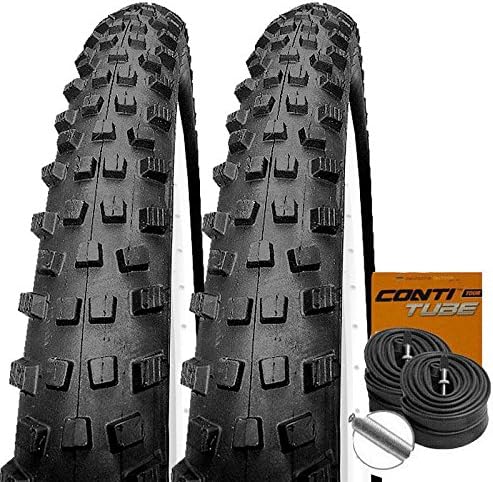 Set: 2x Impac Trailpac Black MTB Bicycle Tyres + Conti 29/57 Inner Tubes Schrader Valve