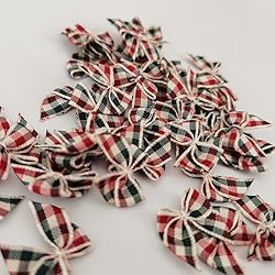 Micomon 50pcs 1.2-Inch Mini Bows for Crafts Gingham