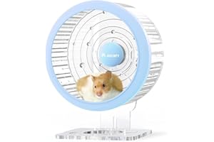 JONS NTY JONSΛNTY 8.5" Silent Hamster Wheel, with Bracket and Anti-Fall Outer Ring, for Hamster Exercise, Excess Fat Removal (Star Orbit Style, Clear & Blue)