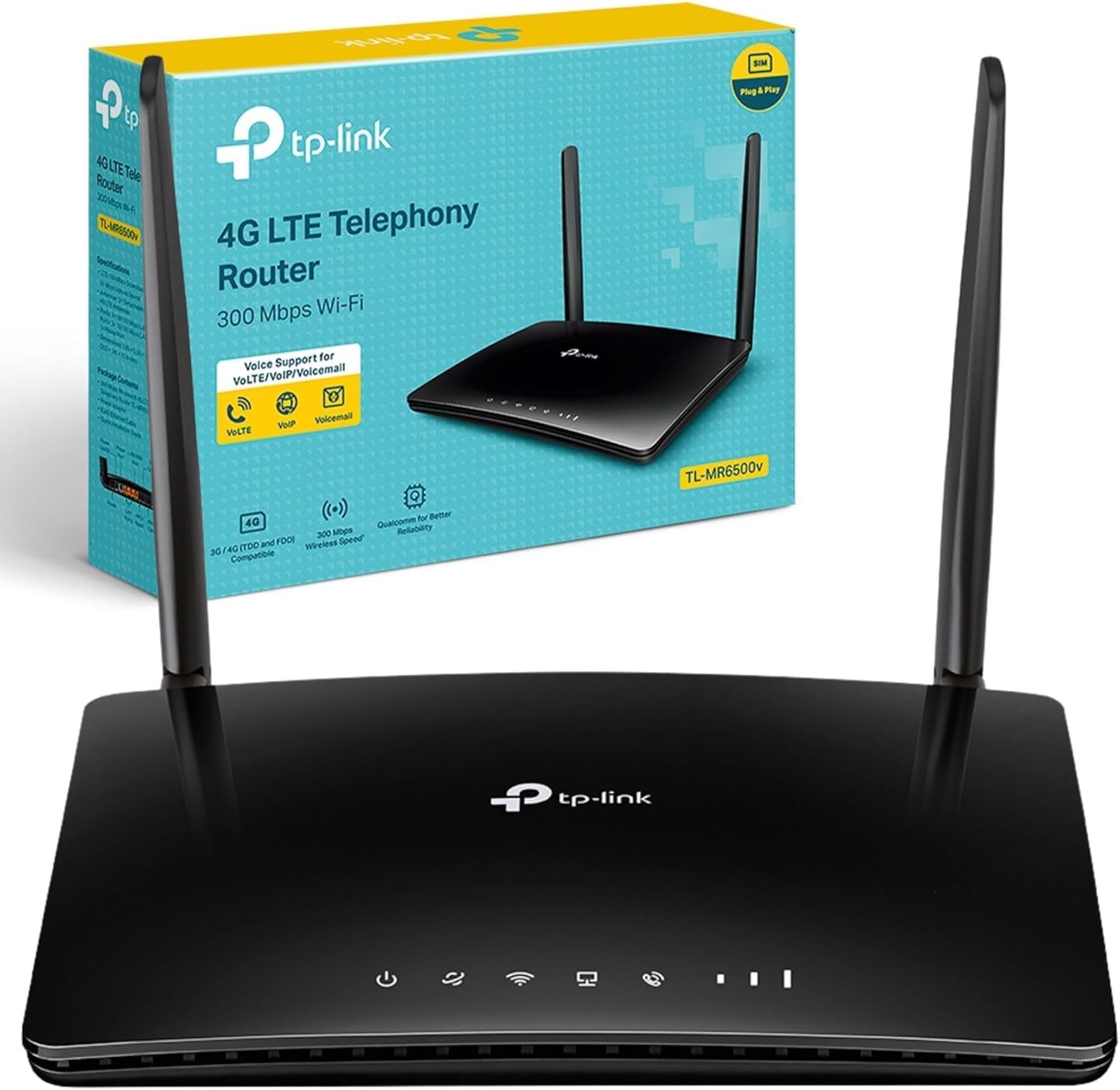 TP-Link TL-MR6500v N300 4G LTE Telephony WiFi Router, 4G Router with SIM Slot Unlocked, Speeds up to 300 Mbps, VoLTE/CSFB/VoIP Voice Functions for Phone Calls, No Configuration Required, Plug & Play