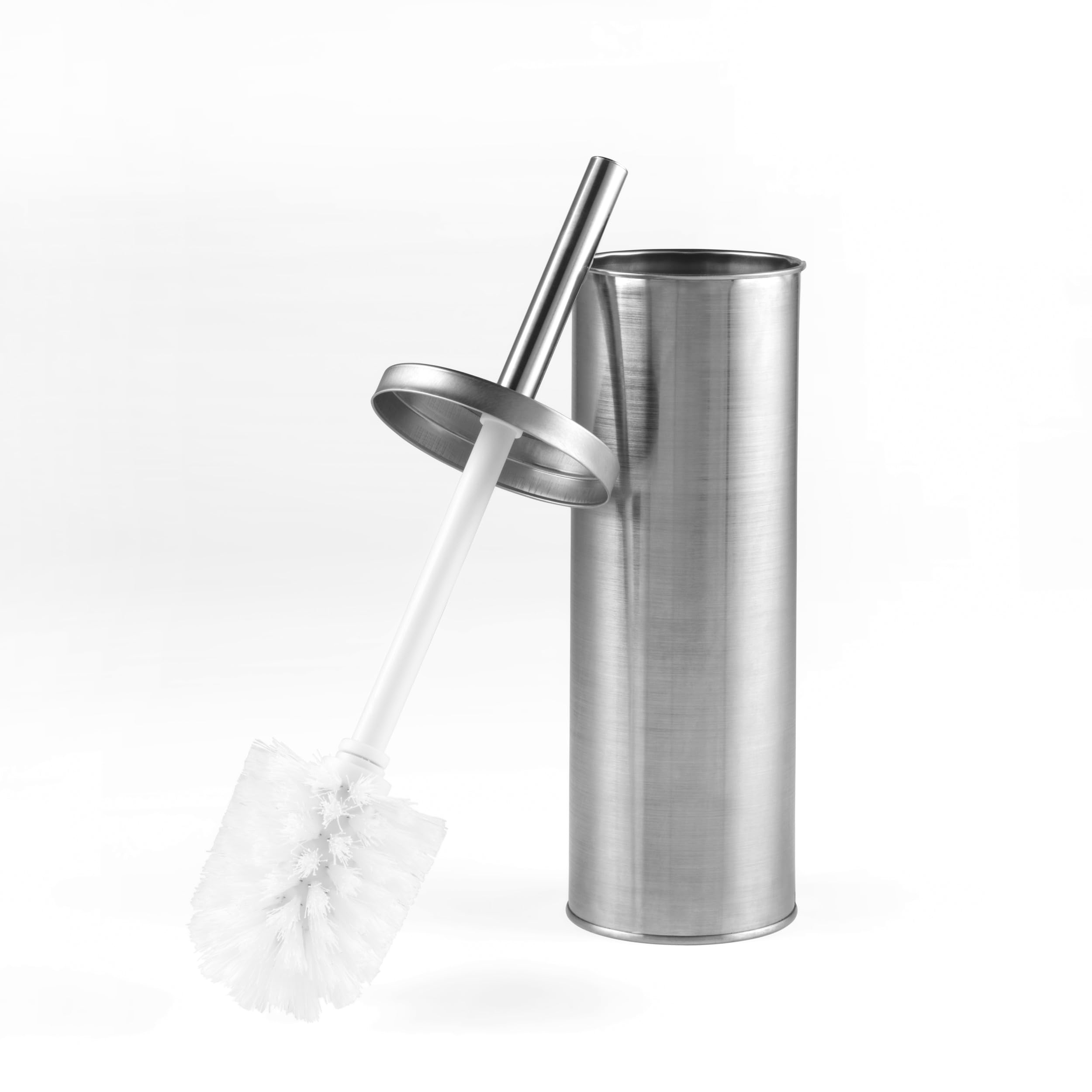 Beldray LA059451SSFEU7 Toilet Brush and Holder Set – Bathroom Toilet Bowl Cleaning Brush with Stiff Bristles, Stainless Steel Hygienic Holder with Lid Design, Deep Clean, Slim for Easy Storage