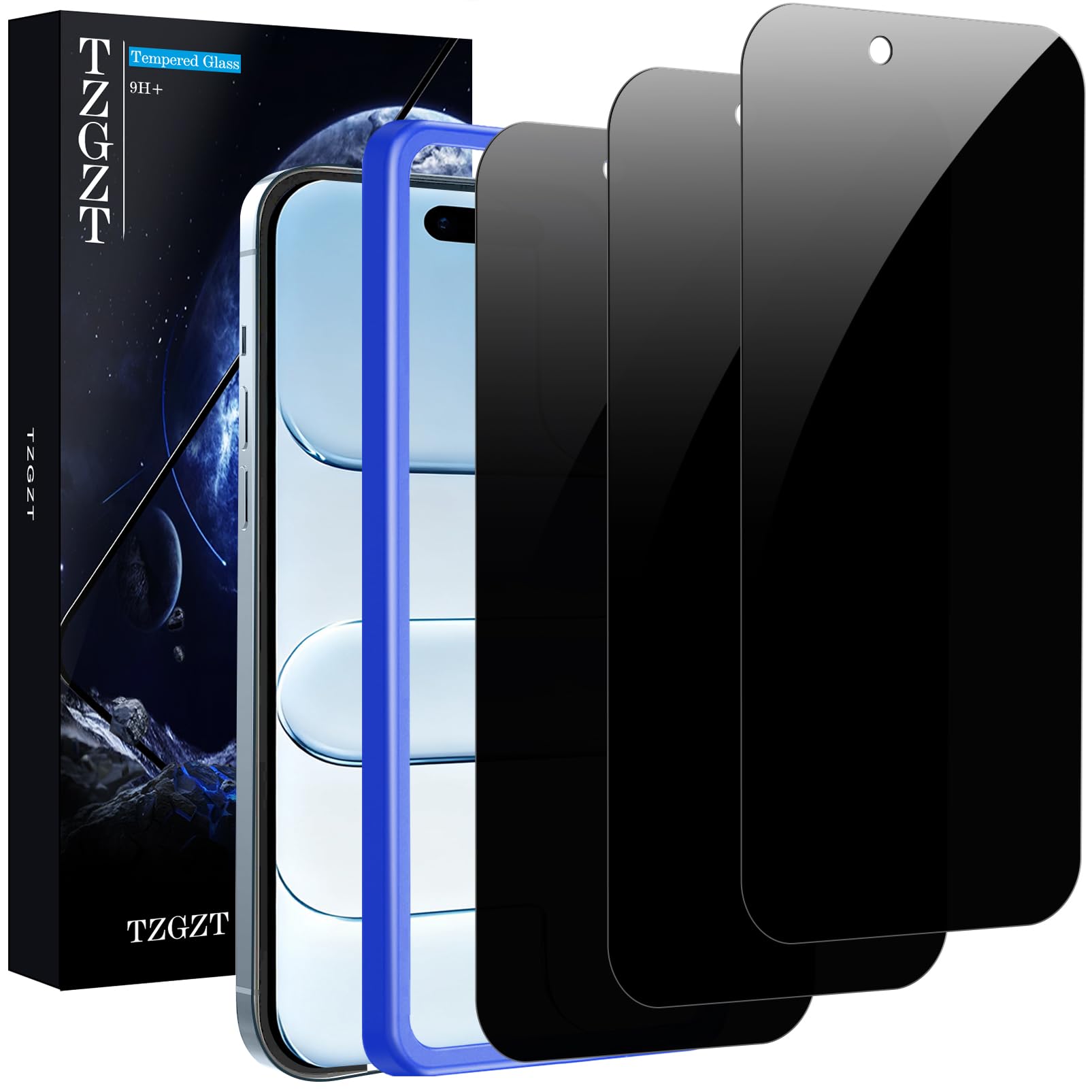 TZGZT (Real Anti Spy) 3 Pack for iPhone Air Privacy Screen Protector Tempered Glass Private Film Accessories, Case Friendly for 17 Air, with Easy to Install Kit, Bubble Free, Scratch Resistant