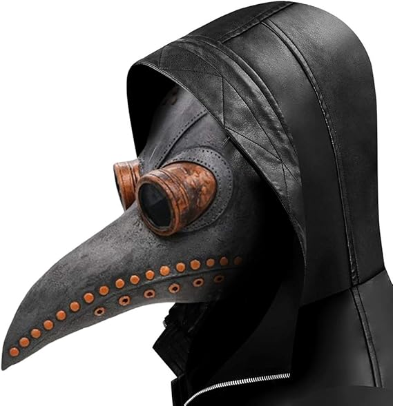 Disfraz De Médico De La Peste Para Halloween | Capa, Máscara De Pico, Guantes Y Bastón - Negro, Talla Única