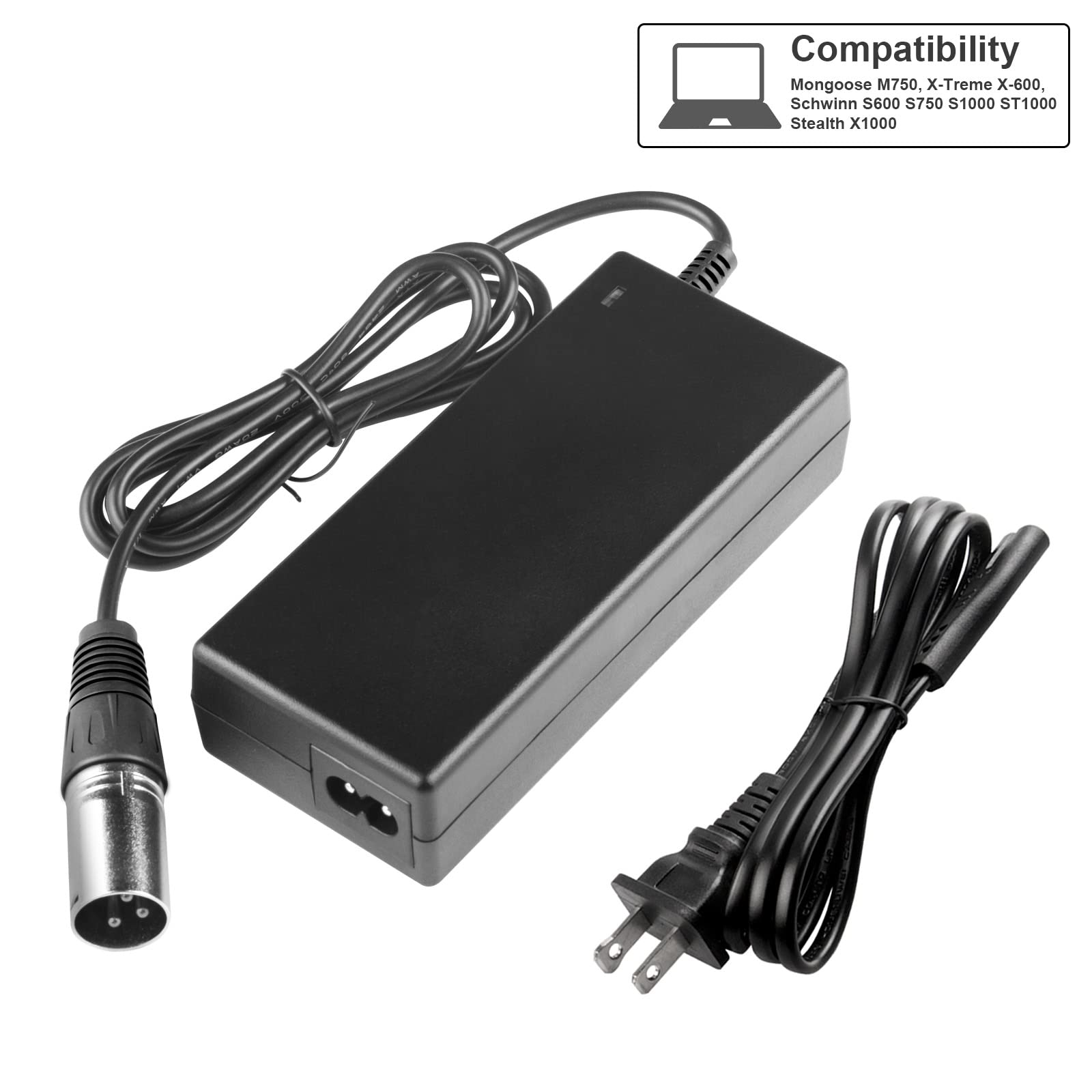 44V 1.5A Scooter Battery Charger (for 36V Lead Acid Battery) Razor MX500 MX650 SX500, Schwinn S600 S750 S1000 X1000, IZIP I600 I750 I1000, Mongoose M750, X-Treme X-600 650, Stealth X1000, Evo 500 1000