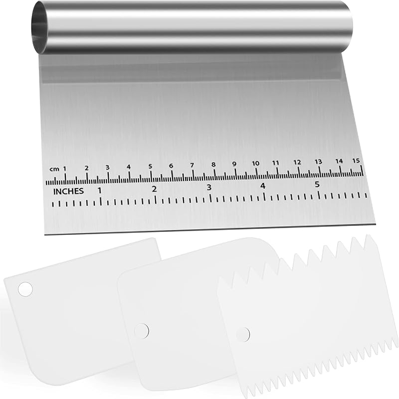 Thimmamma Dough Scraper Stainless Steel Cutter Set with Plastic Scrapers &