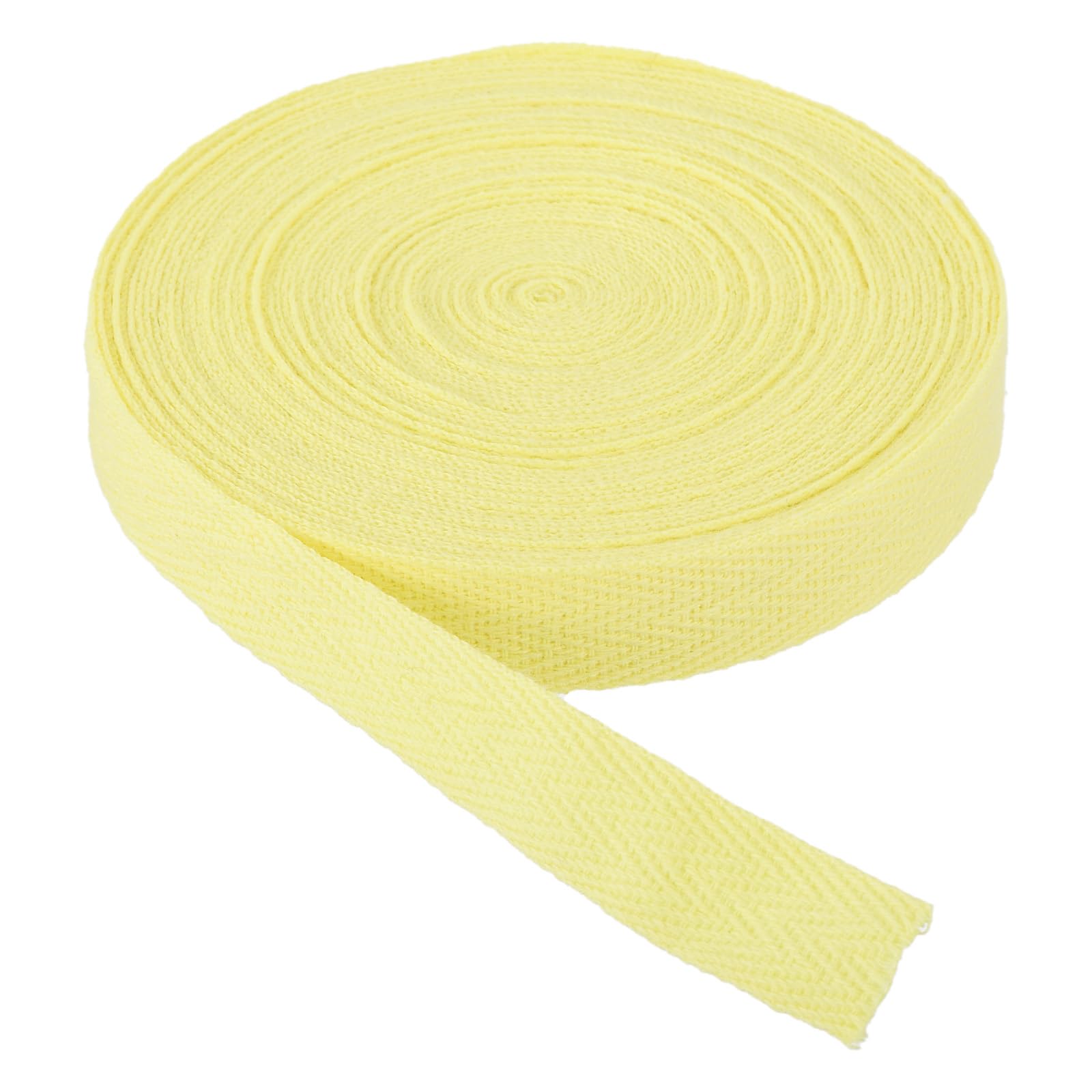 PATIKIL Cotton Twill Tape 15mm(5/8") 9m(10 Yards) Cotton Ribbon Bias Binding Tape Herringbone Webbing Trim for Sewing Gift Wrapping DIY Light Yellow