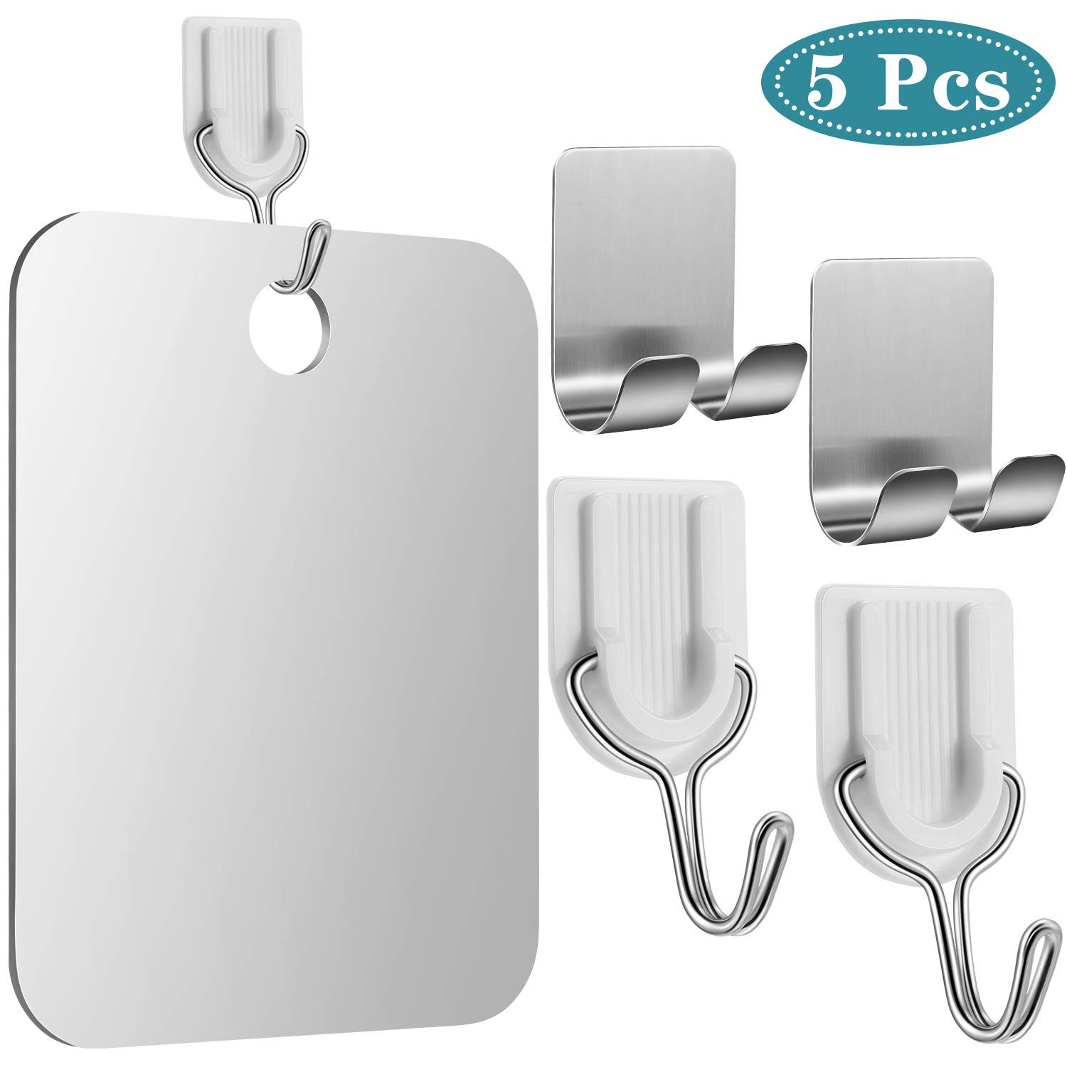 Jetec Anti-Fog Shower Mirror Fogless Bathroom Shaving Mirror with 2 Razor Hooks, 2 Removable Adhesive Razor Holders for Men and Women, 6.8 x 5.2 Inches : Beauty