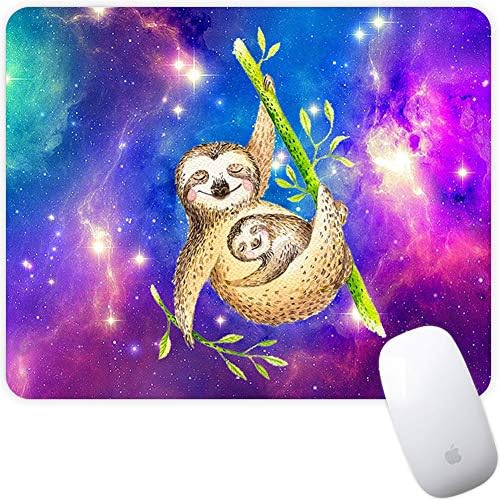 Marphe Mouse Pad Sloth Mom and Baby Sleeping with Bamboo Galaxy Mousepad Non-Slip Rubber Gaming Mouse Pad Rectangle Mouse Pads for Computers Laptop