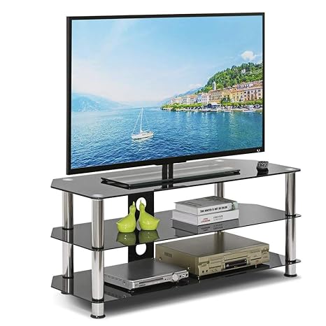 Leisure Zone Glass Tv Stand Table Unit 100cm Corner Tv Stand