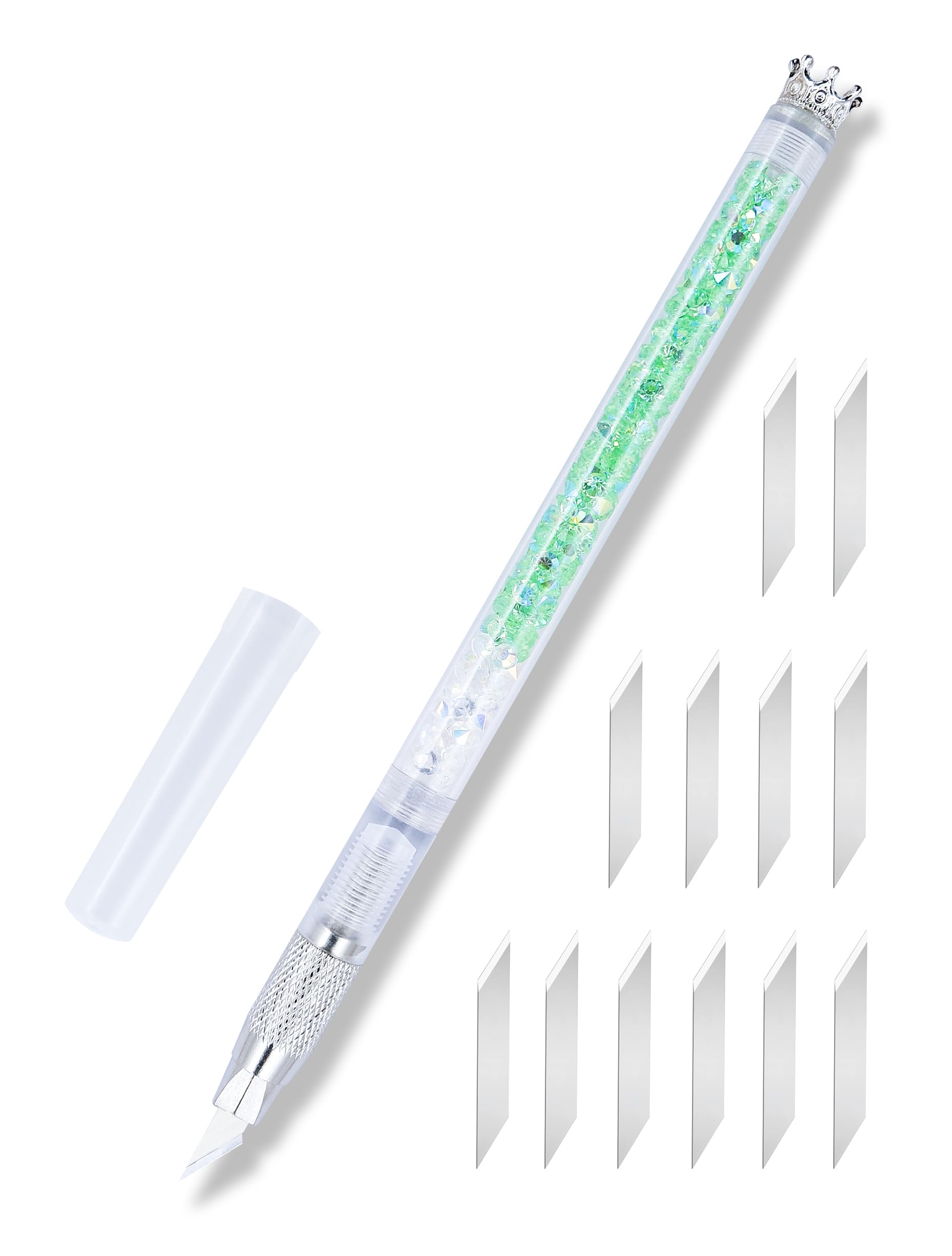 Photo 1 of Exacto Knife Set, Bling Hobby Knife Pen with Blade Refills, Craft Cutting Tools for Scrapbooking Stencil Washi Tape Sticker Cutter, Green