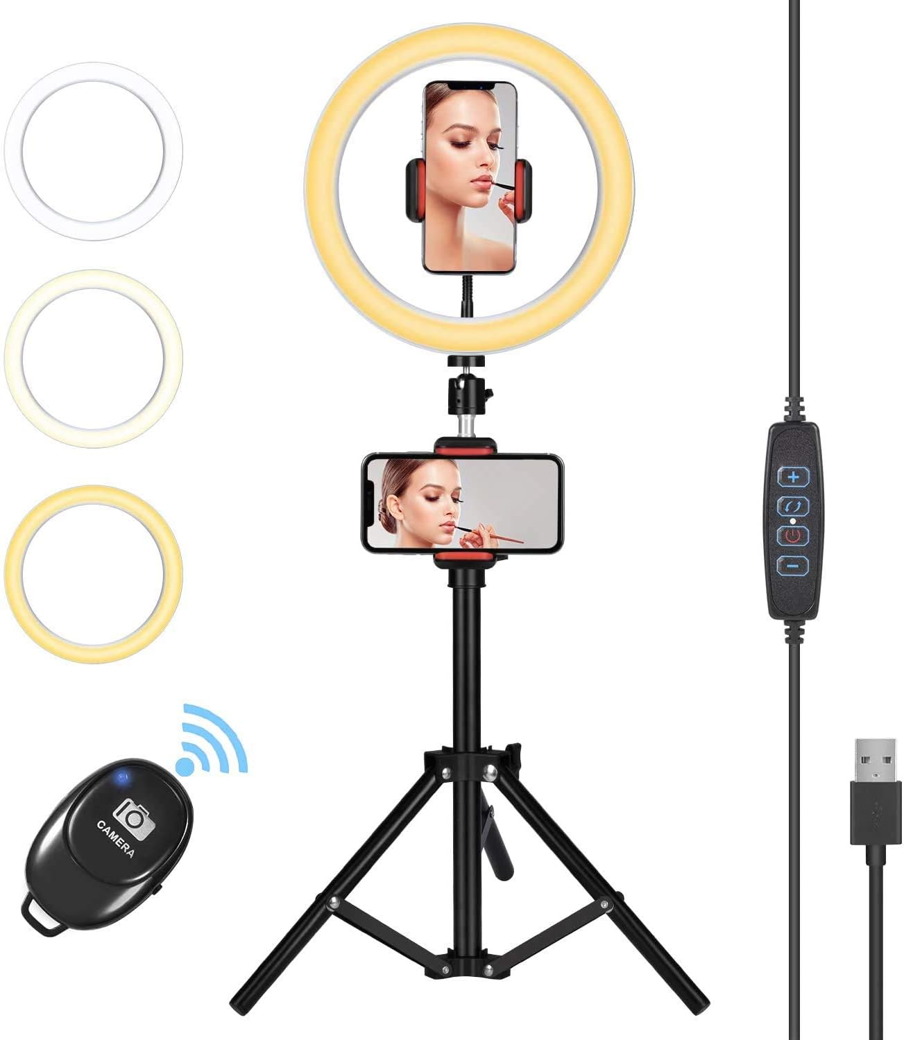 RemixOri 10 Zoll Ringlicht Mit Stativ & Handyhalter - Dimmbare LED-Beleuchtung Für Videos, Make-up & Livestreams