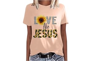 NARHBRG Love Like Jesus T-Shirt Women Cute Sunflower Graphic Shirts Letter Print Christian Blouse Top Summer Short Sleeve Tees Tops