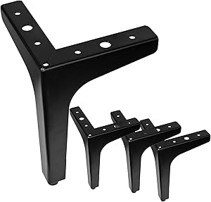 Iron Furniture Legs, Garini Modern Metal Sofa Legs 7 Inch for Dresser, DIY Matte Black Triangle Furniture Feet for Cabinet, Sofa Table Couch Legs 4 Pack/Black
