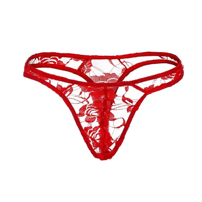 WHSHINE Herren String Dessous Männer Tanga Spitze Dessous Unterwäsche Unterhose Slips Durchscheinend Männer Erotische Unterwä