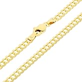 Nuragold 10k Real Yellow Gold Solid Cuban Curb Link 4mm Chain Necklace (16"-30") Italian Jewelry for Men & Women