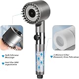 Homradise Water Saving Shower Head Handheld Filter 3 Modes Stop Function Silver view 5