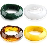 Landical Colorful Resin Bracelets for Women Square Chunky Acrylic Cuff Bangle Bracelet Wide Geometric Irregular Wristbands