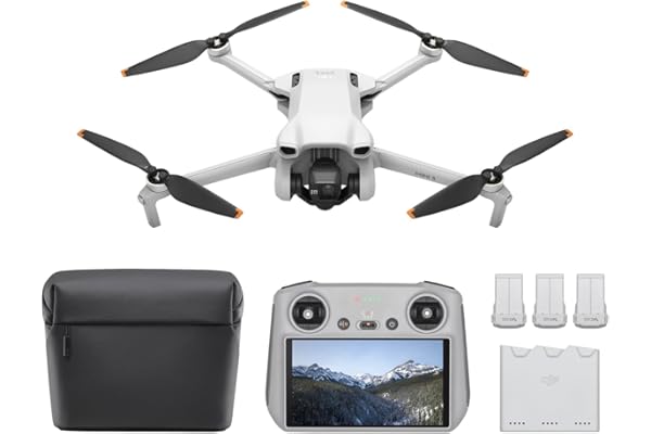 DJI Mini 3 Fly More Combo (DJI RC), Drones with Camera for Adults 4K, 3 Batteries for 114-min Flight Time, Vertical Shooting,