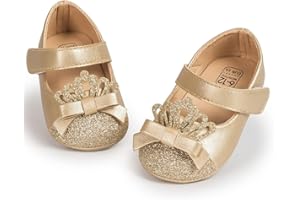 Miamooi Infant Baby Girls Wedding Dress Shoes Bow Ballet Princess Mary Jane Flats Toddler First Walkers Sneaker Newborn Crib Baptism Shoes