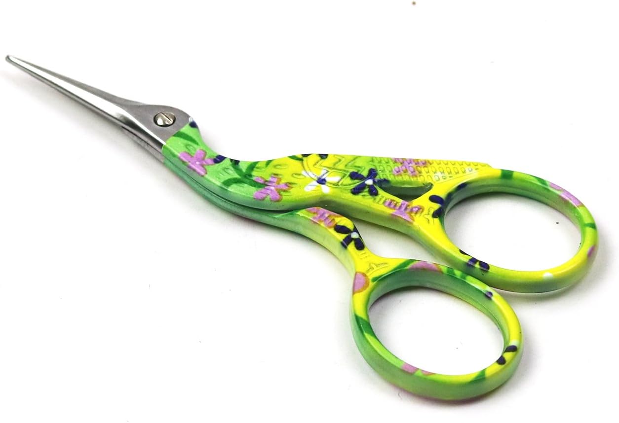 D&D Stork Embroidery Scissors, Retro Crane Design Sewing Scissors DIY Tools for Embroidery, Craft, Needle Work,Tailoring & Sewing Handicraft (Yellow)