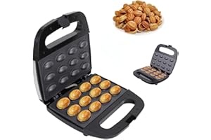 12 Walnut Cookie Maker, Non Stick Double Sided Walnut Cookie, Electric Maker Mold Maker Mini Nut Waffle Bread Machine Sandwic