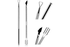 HOFASON 2PCS Cuticle Pushers and Nail Polish Remover, Stainless Triangle Nail Scraper Professional Durable Tool for Gel Removal, Nail Care Polish for Women Home Manicure Pedicure Tools Kit(Silver)