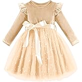 Dalukit Toddler Baby Girl Velvet Christmas Dress for Girls Long Sleeve Velvet Sequin Tutu Winter Party Holiday Dress