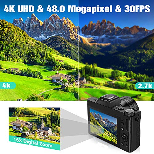 VideoSky 4K Digital Camera, Video Camera Camcorder UHD 48MP with WiFi 3.5 in Touch Screen 16 X Digital Zoom Wide Angle Lens YouTube Vlogging Cameras